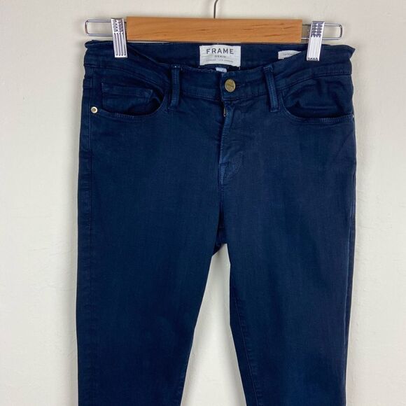 Frame Le Skinny de Jeanne Stretch Denim Jeans - Deep Navy - Picture 4 of 8